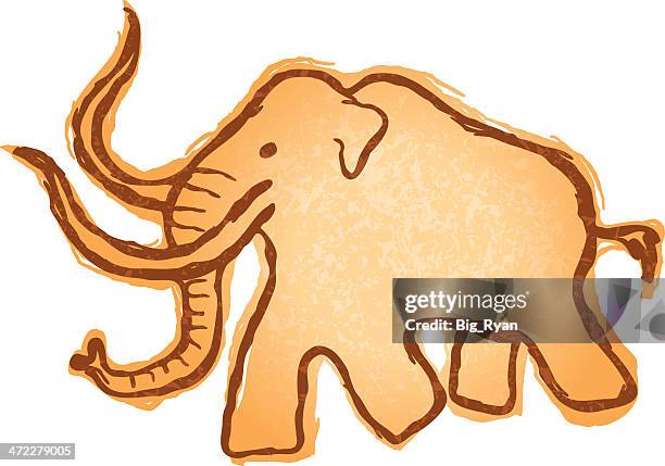 stockillustraties, clipart, cartoons en iconen met mammoth cave painting - grotschilderingen