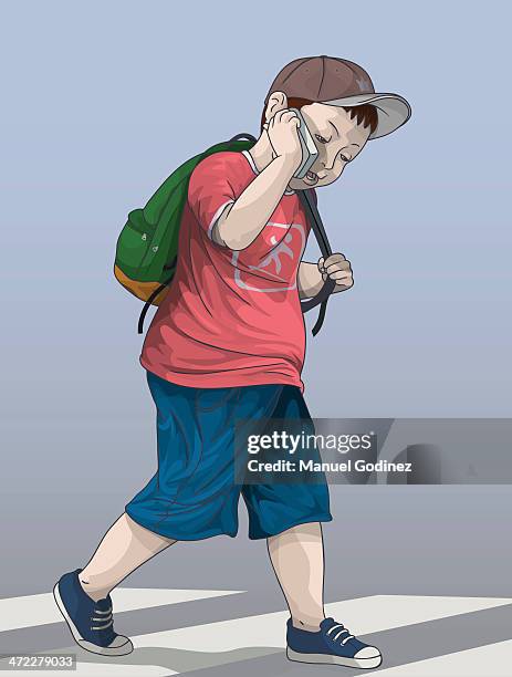 mobile walking - manuel stock illustrations