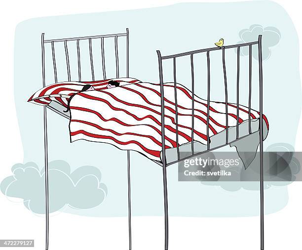 stockillustraties, clipart, cartoons en iconen met sleeping in heaven - couple in bed