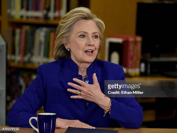 Democratic presidential candidate and former U.S. Secretary of State Hillary Clinton speaks at Rancho High School on May 5, 2015 in Las Vegas,...