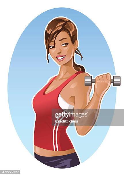 fitness girl - hand weight stock illustrations