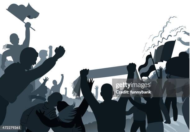 crowded fans - supporter scarf stock illustrations