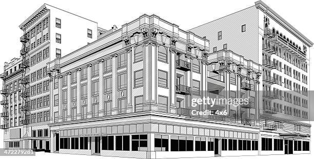 ilustraciones, imágenes clip art, dibujos animados e iconos de stock de edificios de la ciudad - piso de edificio