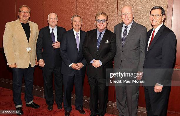 Pastor Rick Warren, U.S. Sen. John McCain , U.S. Sen. Lindsay Graham , Sir Elton John, Founder, Elton John AIDS Foundation, U.S. Sen. Patrick Leahey...