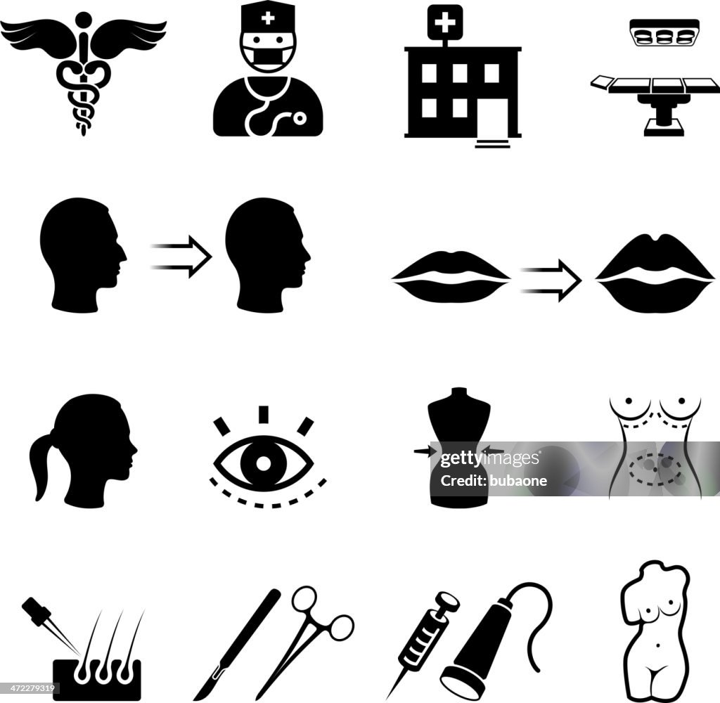 Plastic and cosmetic surgery black & white icon
