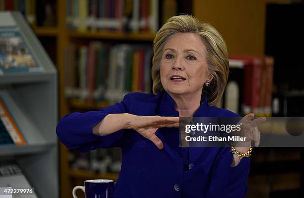 Democratic presidential candidate and former U.S. Secretary of State Hillary Clinton speaks at Rancho High School on May 5, 2015 in Las Vegas,...