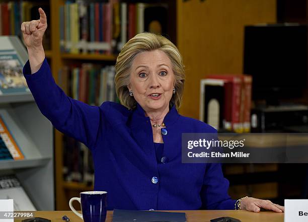 Democratic presidential candidate and former U.S. Secretary of State Hillary Clinton speaks at Rancho High School on May 5, 2015 in Las Vegas,...