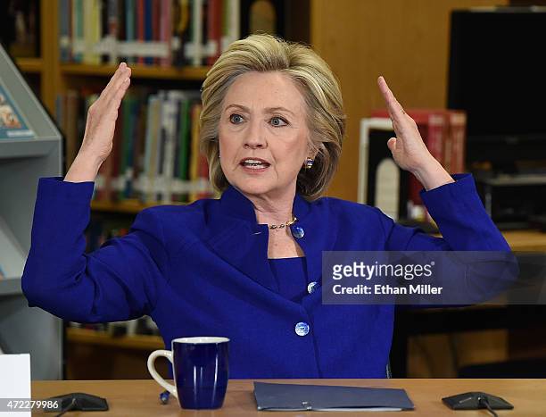 Democratic presidential candidate and former U.S. Secretary of State Hillary Clinton speaks at Rancho High School on May 5, 2015 in Las Vegas,...