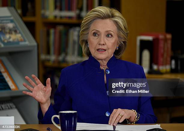 Democratic presidential candidate and former U.S. Secretary of State Hillary Clinton speaks at Rancho High School on May 5, 2015 in Las Vegas,...