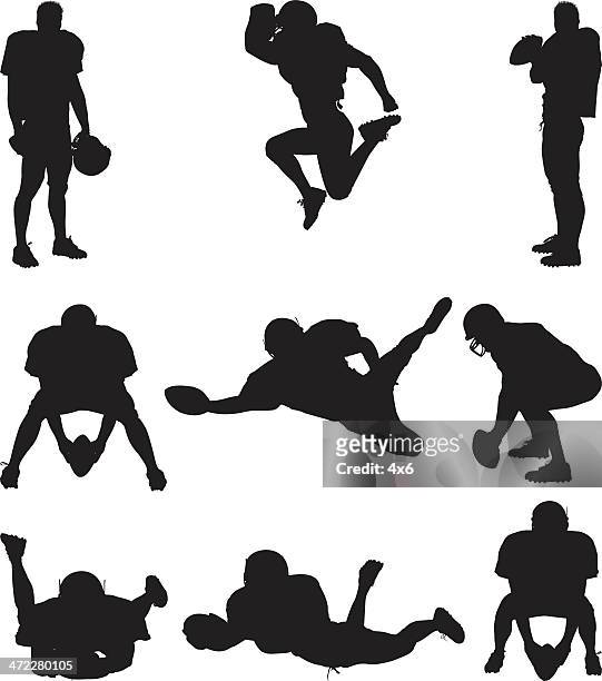fußball spieler silhouette - football spieler stock-grafiken, -clipart, -cartoons und -symbole