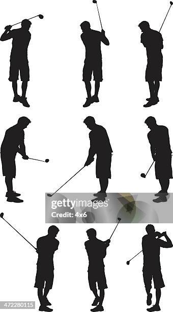 recreational golf man golfing - follow through stock illustrations