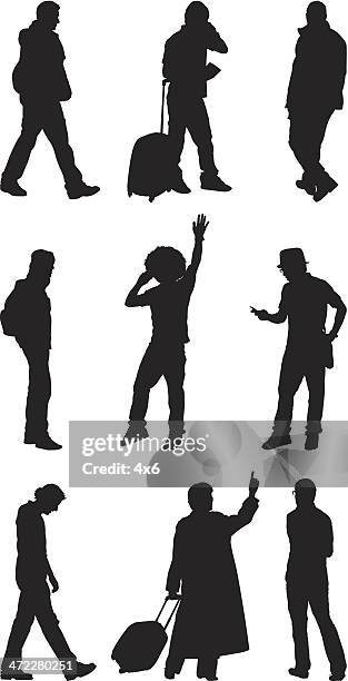 casual people silhouettes - hands in pockets vector stock illustrations