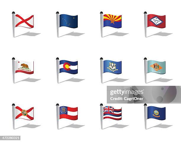 world flags: us states - delaware state stock illustrations