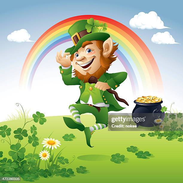 schönen st. patrick's day - troll fiktionale figur stock-grafiken, -clipart, -cartoons und -symbole