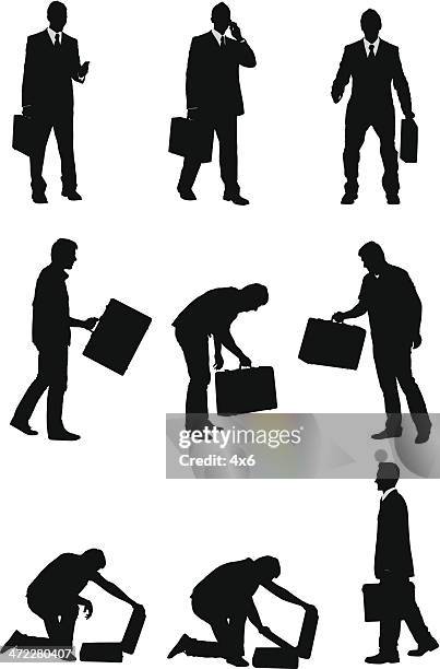 businessmen with briefcases - looking at camera stock illustrations