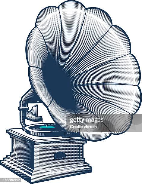 grammofon - vintage record player no people stock-grafiken, -clipart, -cartoons und -symbole