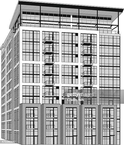 building illustration - building decking stock illustrations