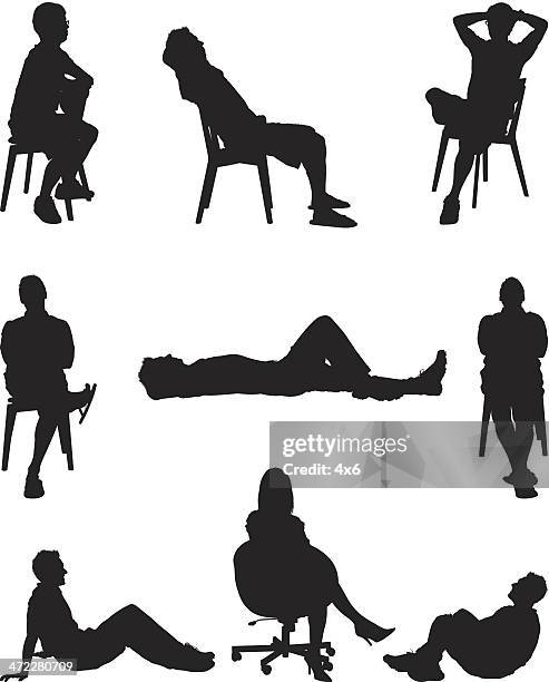 people lounging around - legs apart stock illustrations