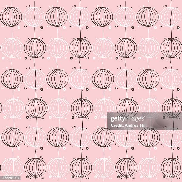 vector retro icon in a pink seamless pattern - paper lantern white stock illustrations