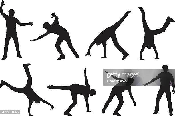 stockillustraties, clipart, cartoons en iconen met man doing a cartwheel multiple image - meervoudig beeld