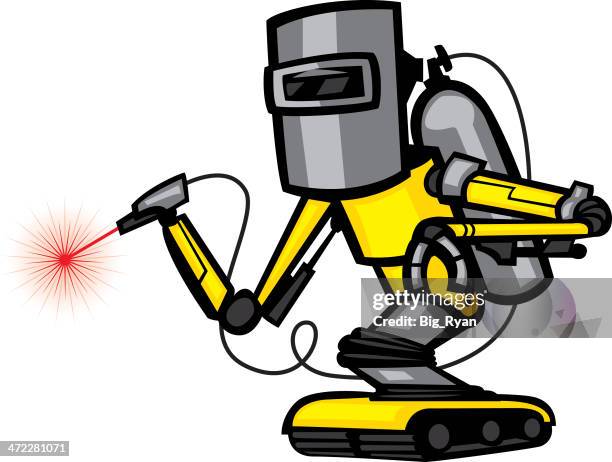 ilustraciones, imágenes clip art, dibujos animados e iconos de stock de robot de soldadura - soldador