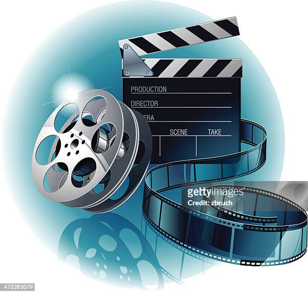 movie film with clapboard - fame premiere stock illustrations