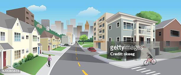 urban neighborhood - 住宅區 幅插畫檔、美工圖案、卡通及圖標