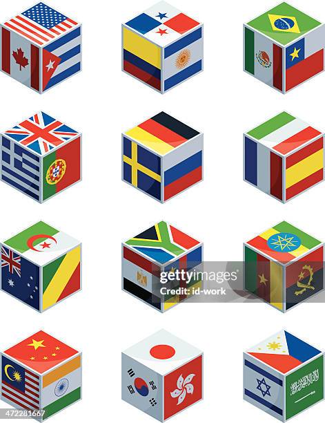 cubes with national flags - argentina v egypt fifa u 20 world cup colombia 2011 round of 16 stock illustrations