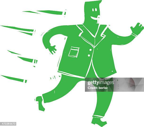 green guy - man running stock illustrations