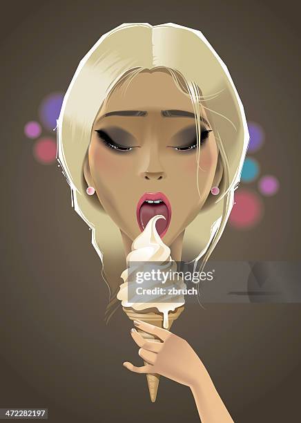 ice-cream - eating ice cream stock illustrations