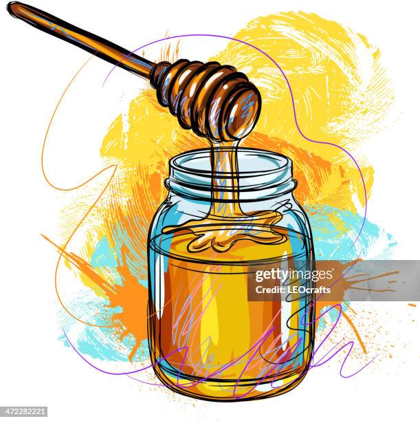 fresh honey - organic honey stock illustrations