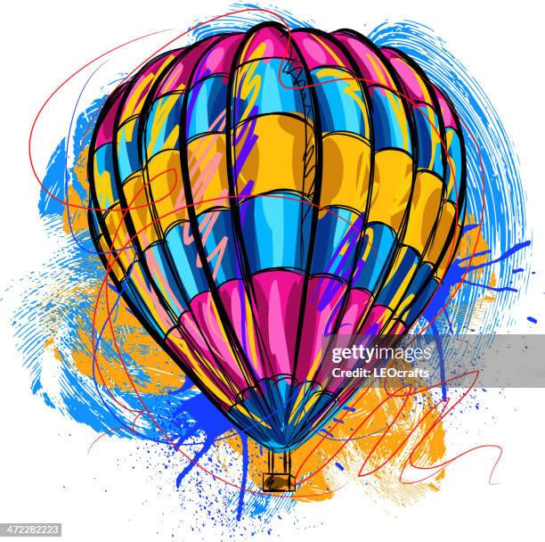 colorful hot air  balloon - air scribbles stock illustrations