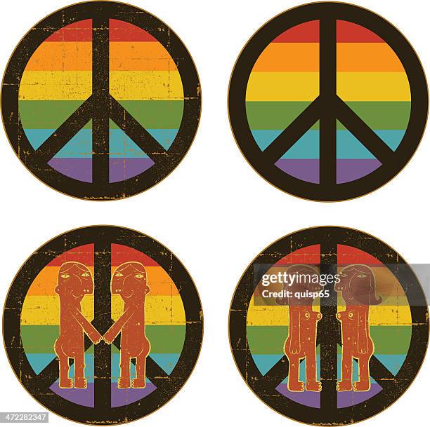 gay pride peace symbol set - buttocks gay stock illustrations