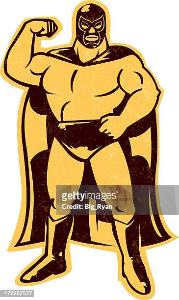 illustrazioni stock, clip art, cartoni animati e icone di tendenza di wrestler messicana - face guard sport