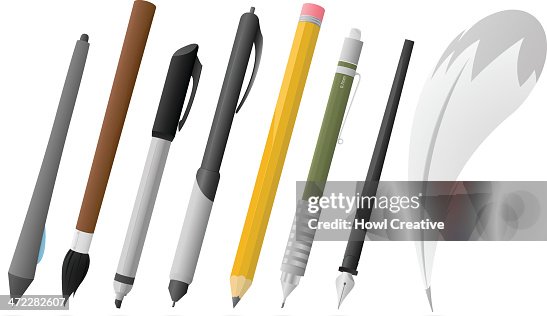 Different Types Writing Instruments Writing Instruments High-Res Vector Graphic - Getty Images