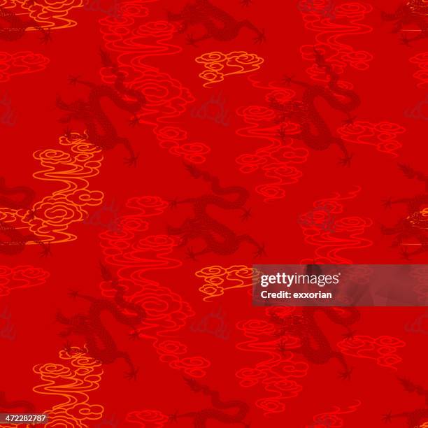 seamless chinese dragon pattern - year of the dragon stock illustrations