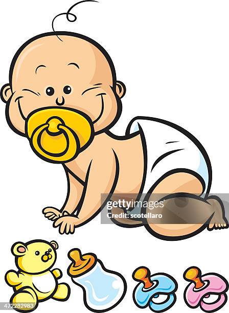 ilustraciones, imágenes clip art, dibujos animados e iconos de stock de niño pequeño - bebé gateando