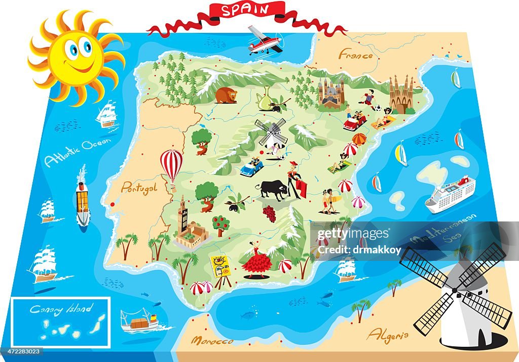 Cartoon map of Spain