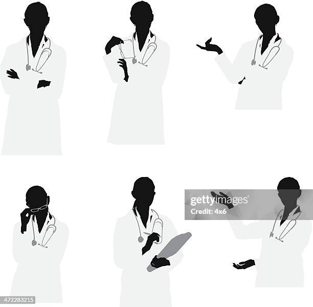 waist up female doctor vector images - doctor in silhouette stock illustrations