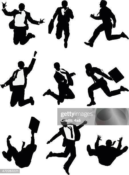 businessman vector illustrations mid air jumping - sprinter sequence stock illustrations