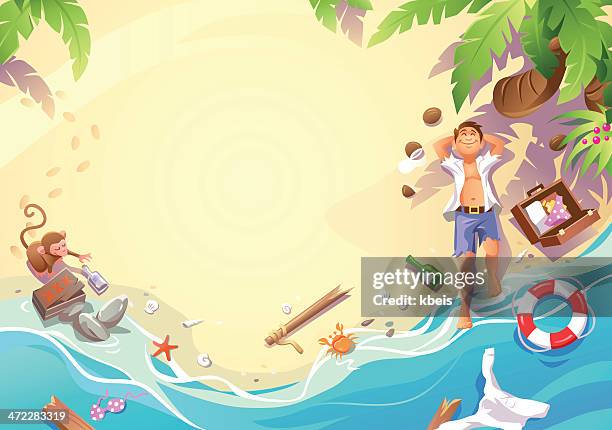 stockillustraties, clipart, cartoons en iconen met stranded in paradise - the isle of man tt races