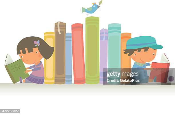 let's read together - child reading stock illustrations