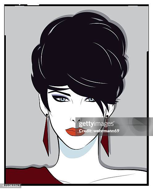 womanportrait in eighties style - 80s hair fashion stock illustrations