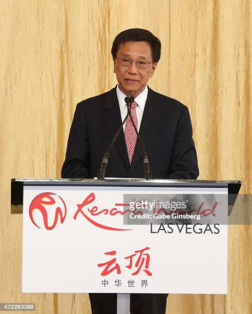 Chairman and CEO of the Genting Group K.T. Lim speaks during the Genting Group's ceremonial groundbreaking for Resorts World Las Vegas on May 5, 2015...