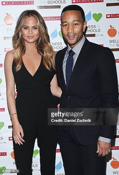 Chrissy Teigen and John Legend attend the Wellness In The Schools 10th Anniversary Gala at Riverpark on May 5, 2015 in New York City.