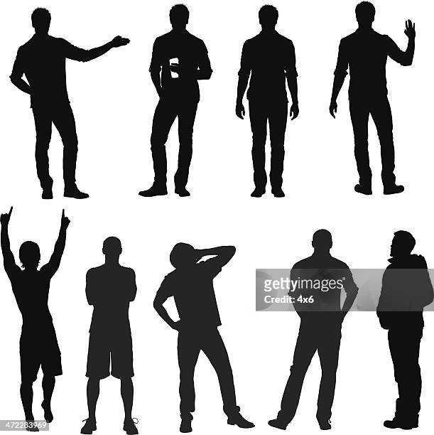 lässig männlich vektor-silhouetten - waving gesture stock-grafiken, -clipart, -cartoons und -symbole