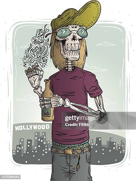 stockillustraties, clipart, cartoons en iconen met hollywood skeleton - hollywood californië