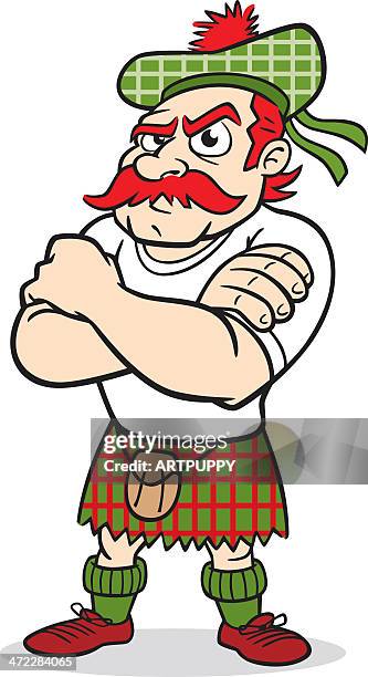 ilustraciones, imágenes clip art, dibujos animados e iconos de stock de tough scotsman - scottish culture