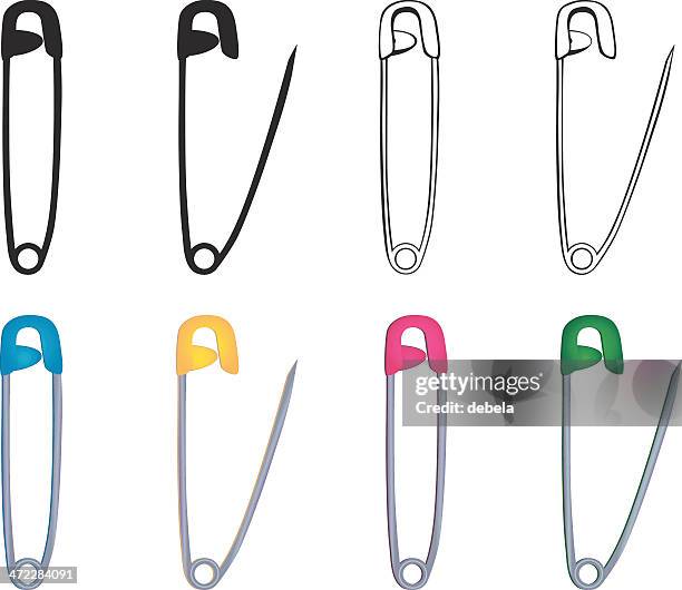 safety pins - nappy pin stock illustrations
