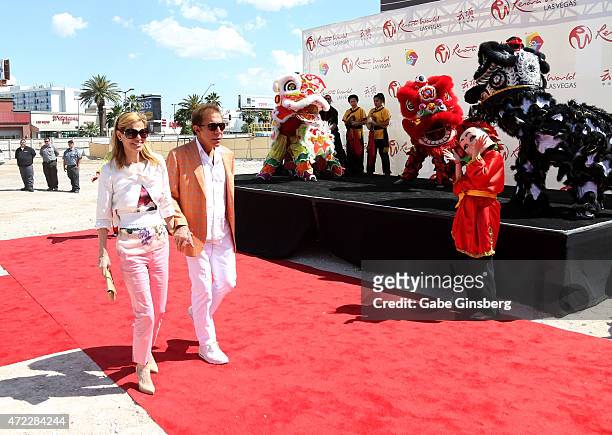 Andrea Hissom and her husband, Wynn Resorts Chairman CEO Steve Wynn, attends the Genting Group's ceremonial groundbreaking for Resorts World Las...